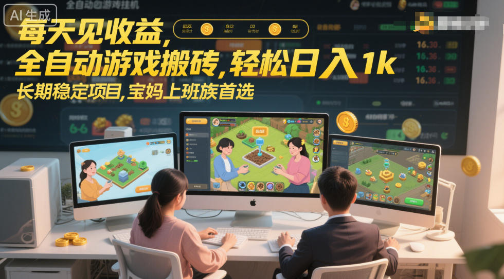 每天见收益，全自动游戏搬砖，轻松日入1k，长期稳定项目，宝妈上班族首选【揭秘】-九节课