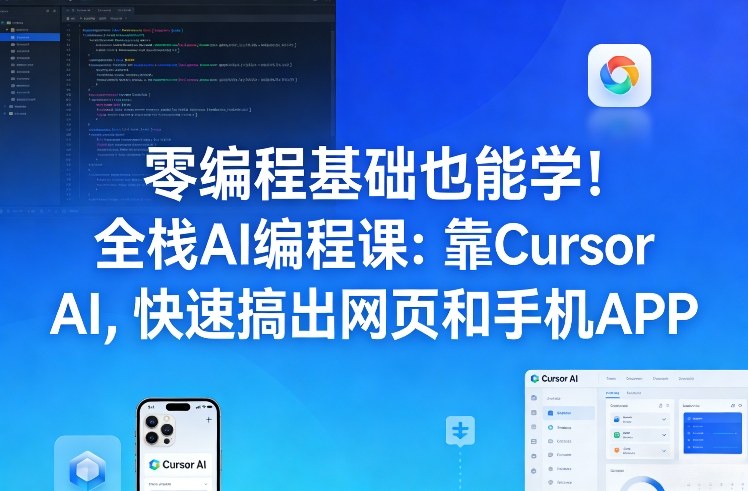 零编程基础也能学！全栈AI编程课：靠Cursor AI，快速搞出网页和手机APP-九节课