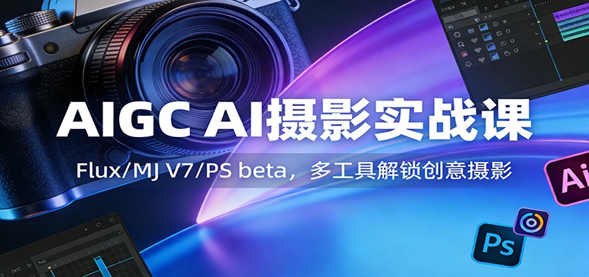 AIGC AI摄影实战课：Flux/MJ V7/PS beta，多工具解锁创意摄影-九节课