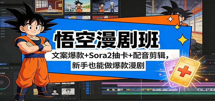 悟空漫剧班：文案爆款+Sora2抽卡+配音剪辑，新手也能做爆款漫剧-九节课