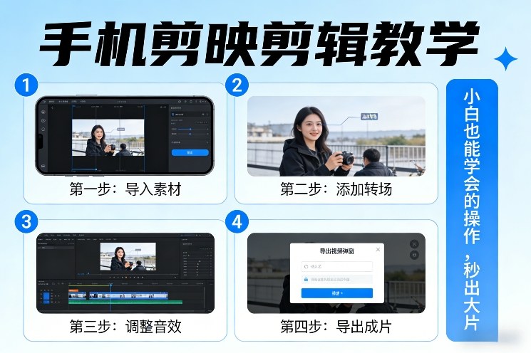 手机剪映剪辑教学，小白也能学会的操作，秒出大片-九节课