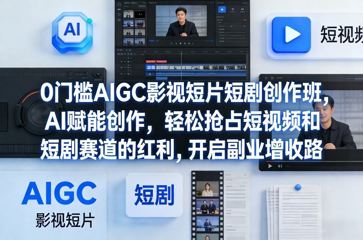 0门槛AIGC影视短片短剧创作班，AI赋能创作，轻松抢占短视频和短剧赛道的红利，开启副业增收路-九节课