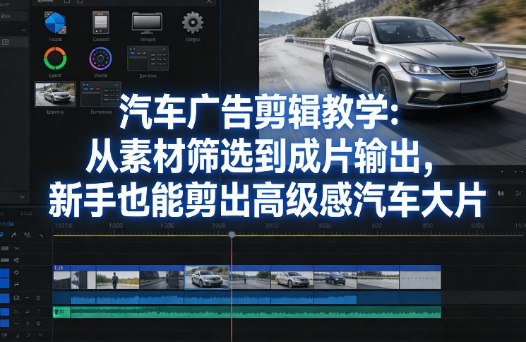 汽车广告剪辑教学：从素材筛选到成片输出，新手也能剪出高级感汽车大片-九节课