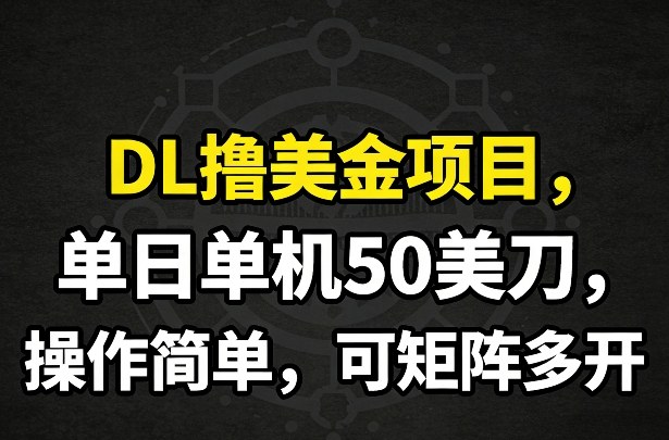 DL撸美金项目,单日单机50美刀,操作简单,可矩阵多开-九节课