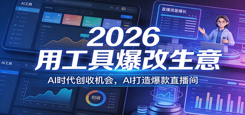 2026用工具爆改生意，AI时代创收机会，AI打造爆款直播间-九节课