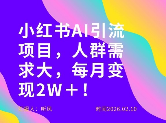她通过这个AI项目每月做到2W＋的收入，最新小红书AI项目，人群需求大！-九节课