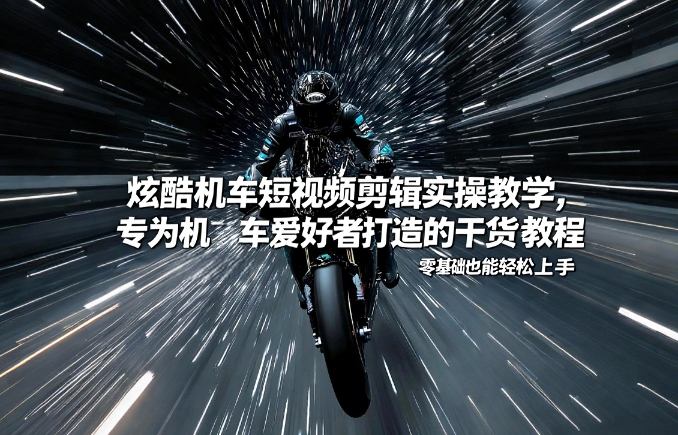 炫酷机车短视频剪辑实操教学，专为机车爱好者打造的干货教程，零基础也能轻松上手-九节课