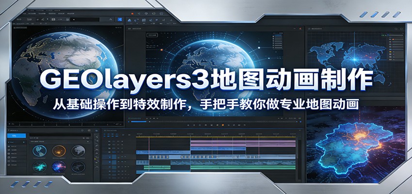 GEOlayers3地图动画制作：从基础操作到特效制作，手把手教你做专业地图动画-九节课