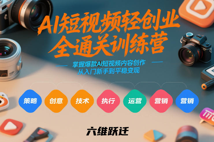AI短视频轻创业全通关训练营,掌握爆款AI短视频内容创作,从入门新手到平稳变现的六维跃迁-九节课