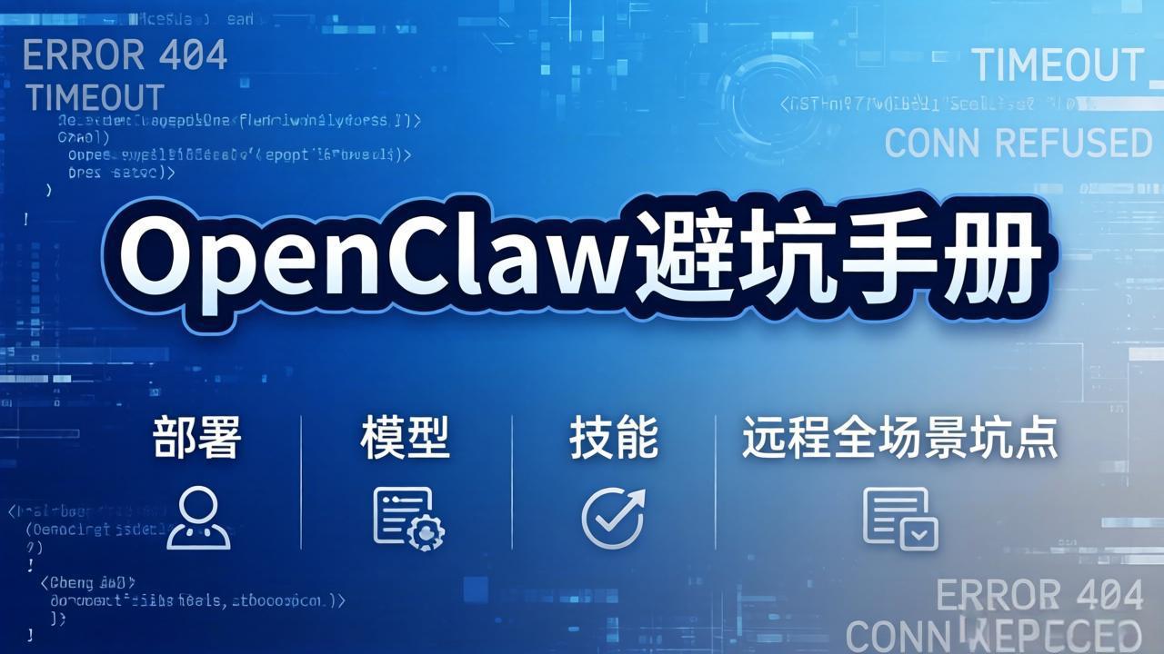 （17671期）OpenClaw避坑手册：部署+模型+技能+远程全场景坑点，一次性给你说全，少走弯路-九节课