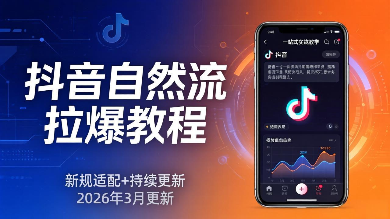 （17785期）抖音自然流拉爆教程：新规适配+持续更新，话术+投放+起号一站式实战教学（更新26年3月）-九节课