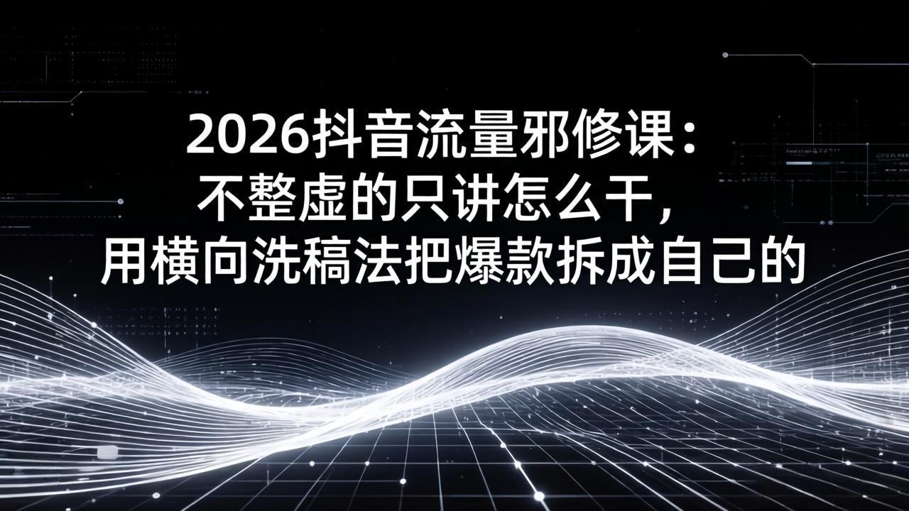 （17725期）2026抖音流量邪修课：不整虚的只讲怎么干，用横向洗稿法把爆款拆成自己的-九节课
