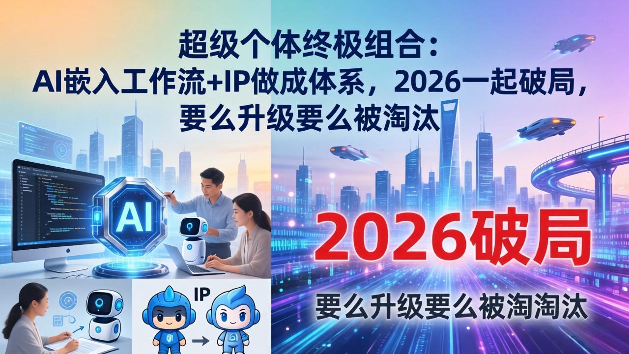 （17808期）超级个体终极组合-更新：AI嵌入工作流+IP做成体系，2026一起破局，要么升级要么被淘汰-九节课