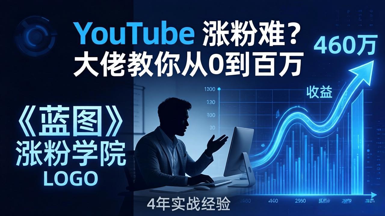 (17836期)YouTube 涨粉难?《蓝图涨粉学院》:4 年赚 460 万的大佬教策略,从0到百万有路径!-九节课
