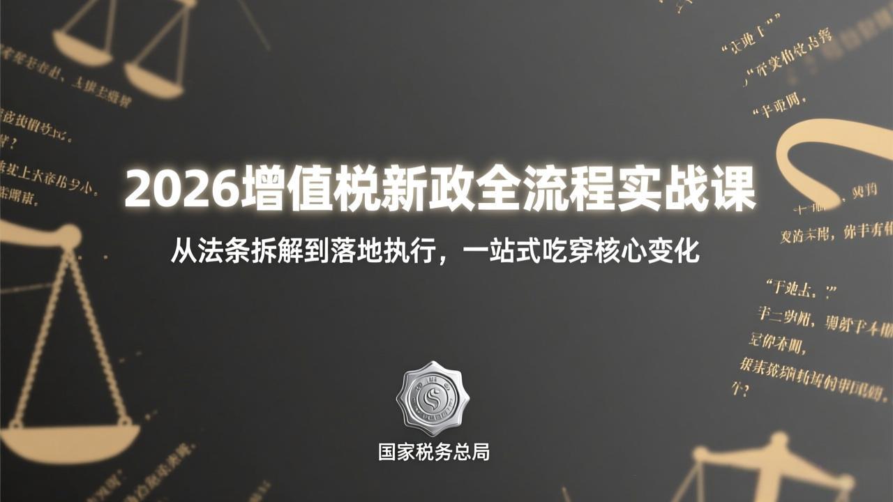 （17529期）2026增值税新政全流程实战课：从法条拆解到落地执行，一站式吃透核心变化-九节课