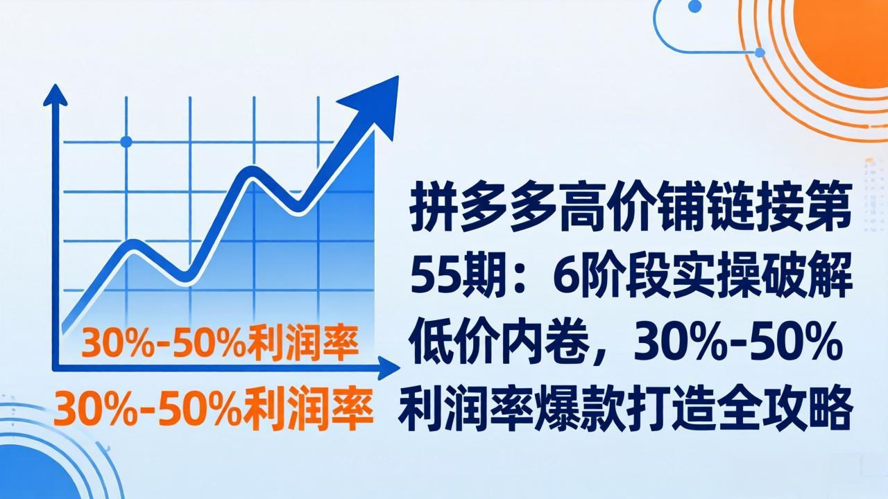 （17698期）拼多多高价铺链接第55期：6阶段实操破解低价内卷，30%-50%利润率爆款打造全攻略-九节课
