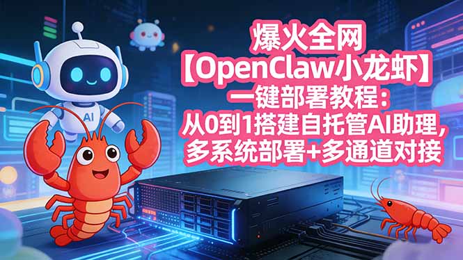 （17612期）爆火全网【OpenClaw 小龙虾】一键部署教程：从0到1搭建自托管AI助理，多系统部署+多通道对接-九节课