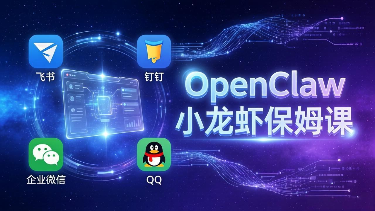 (17614期)OpenClaw小龙虾保姆课: Windows/macOS/Linux/Docker全系统安装,飞书+钉钉+企业微信+QQ 全接入-九节课