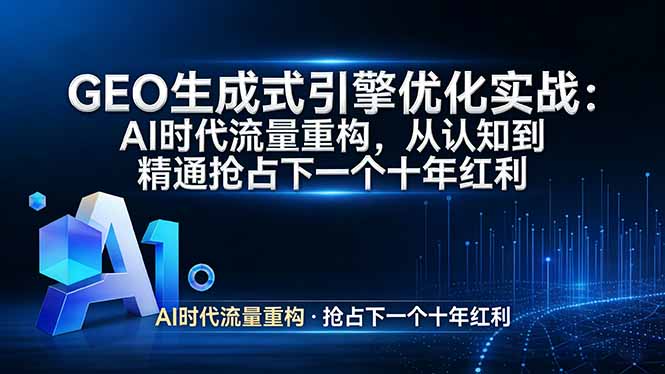（17708期）GEO 生成式引擎优化实战：AI时代流量重构，从认知到精通抢占下一个十年红利-九节课