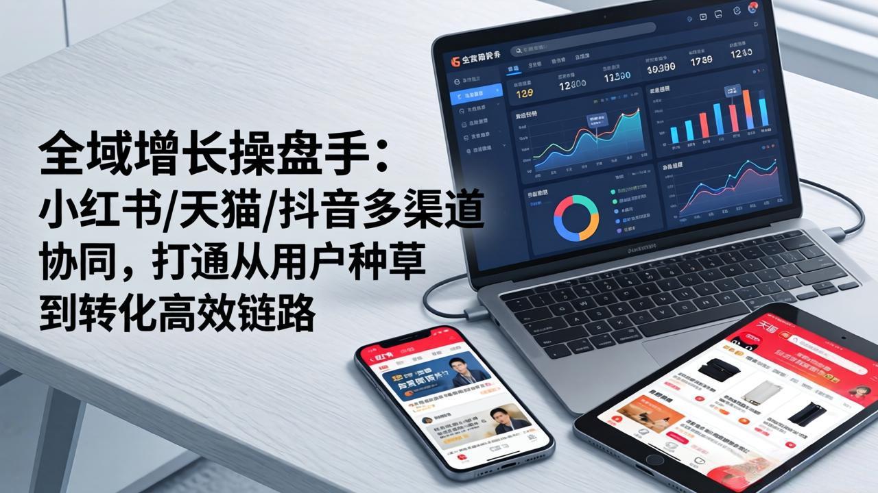(17605期)全域增长操盘手:小红书/天猫/抖音多渠道协同,打通从用户种草到转化高效链路-九节课