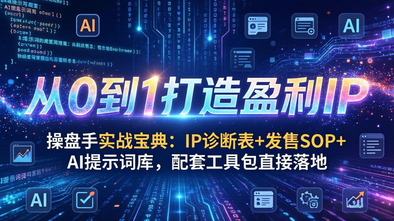 （17593期）操盘手实战宝典：IP诊断表+发售SOP+AI提示词库，配套工具包直接落地，从0到1打造盈利IP-九节课