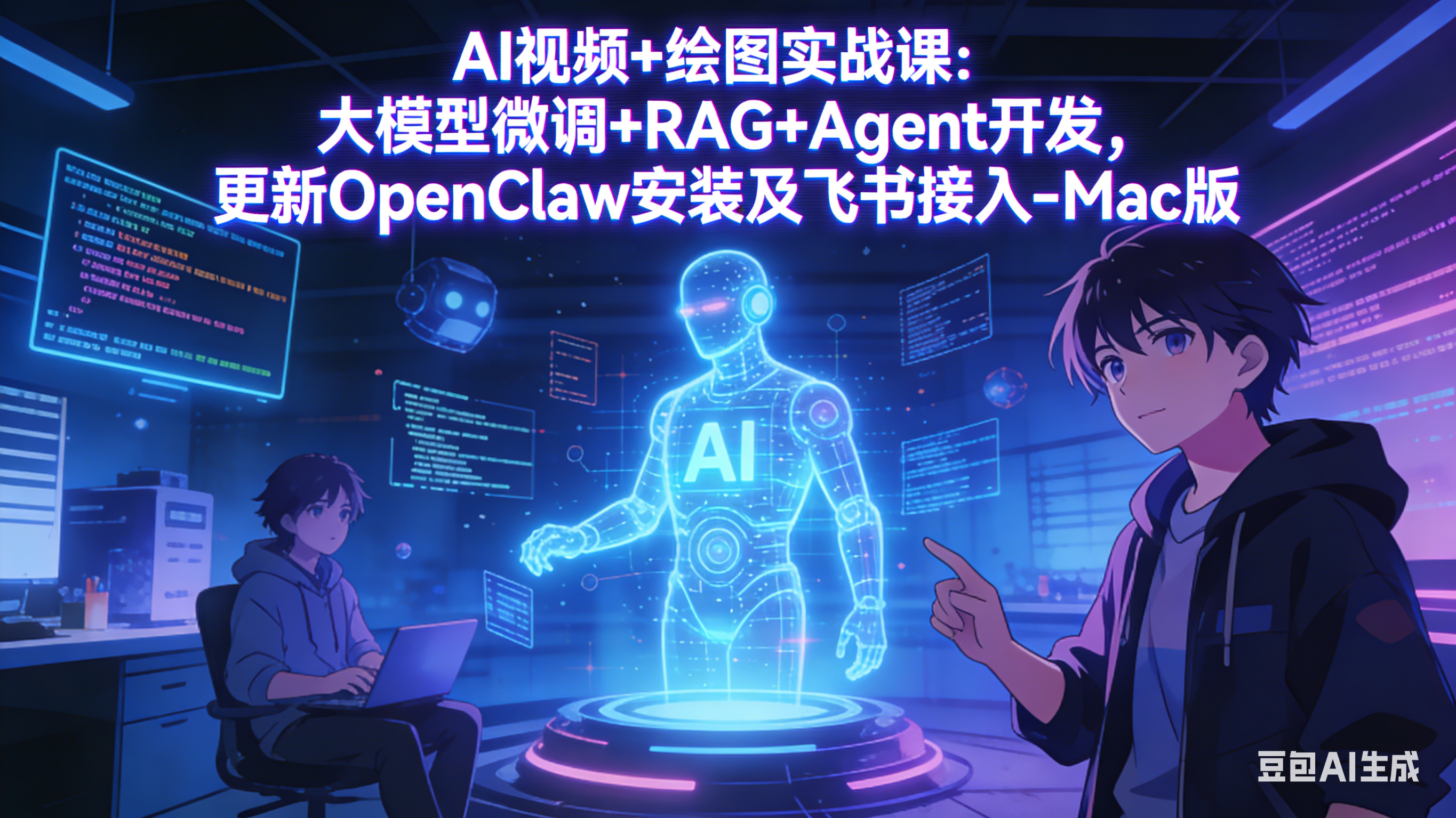 （17594期）AI视频+绘图实战课：大模型微调+RAG+Agent开发，更新OpenClaw安装及飞书接入-Mac版-九节课