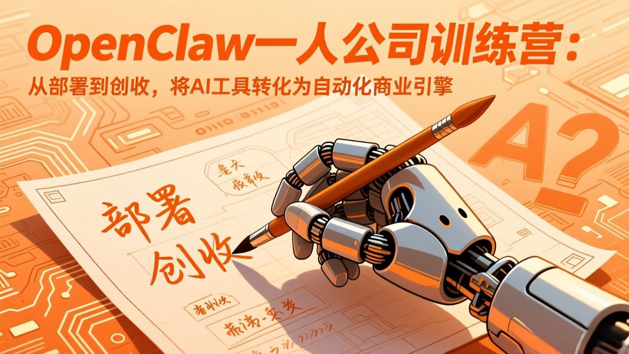 （17540期）OpenClaw一人公司训练营：从部署到创收，将AI工具转化为自动化商业引擎-九节课