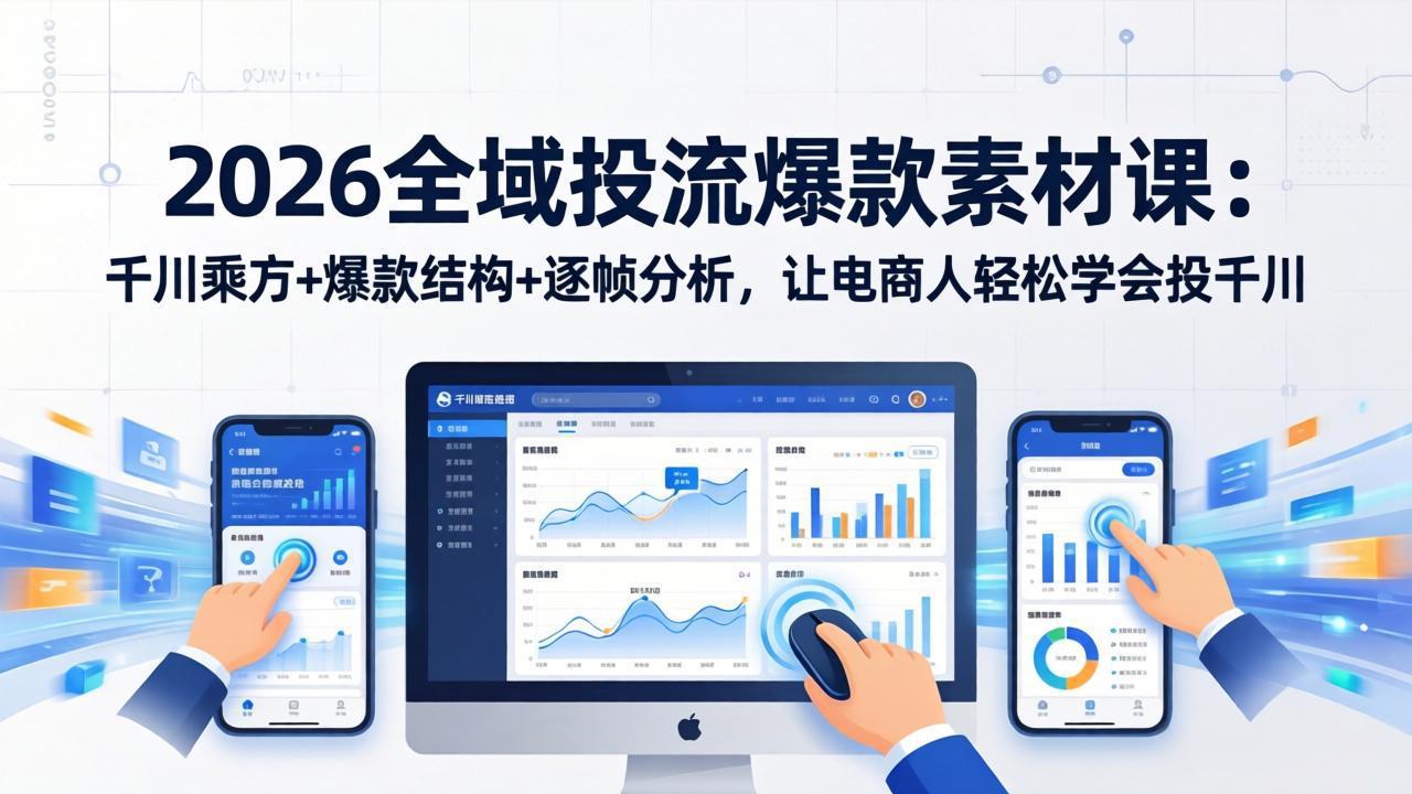 （17705期）2026全域投流爆款素材课：千川乘方+爆款结构+逐帧分析，让电商人轻松学会投千川-九节课
