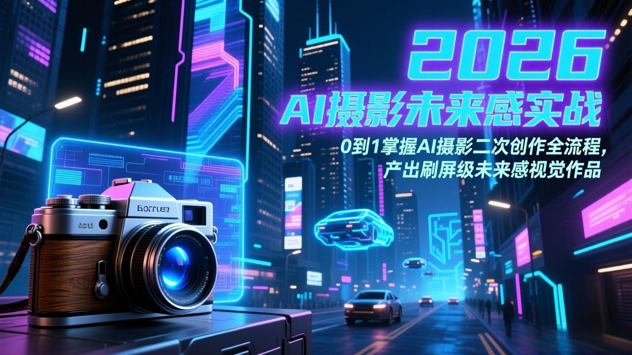 （17584期）2026 AI摄影未来感实战：0到1掌握AI摄影二次创作全流程，产出刷屏级未来感视觉作品-九节课