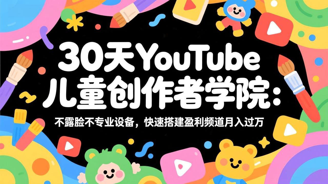 （17554期）30天YouTube儿童创作者学院：不露脸不专业设备，快速搭建盈利频道月入过万-九节课