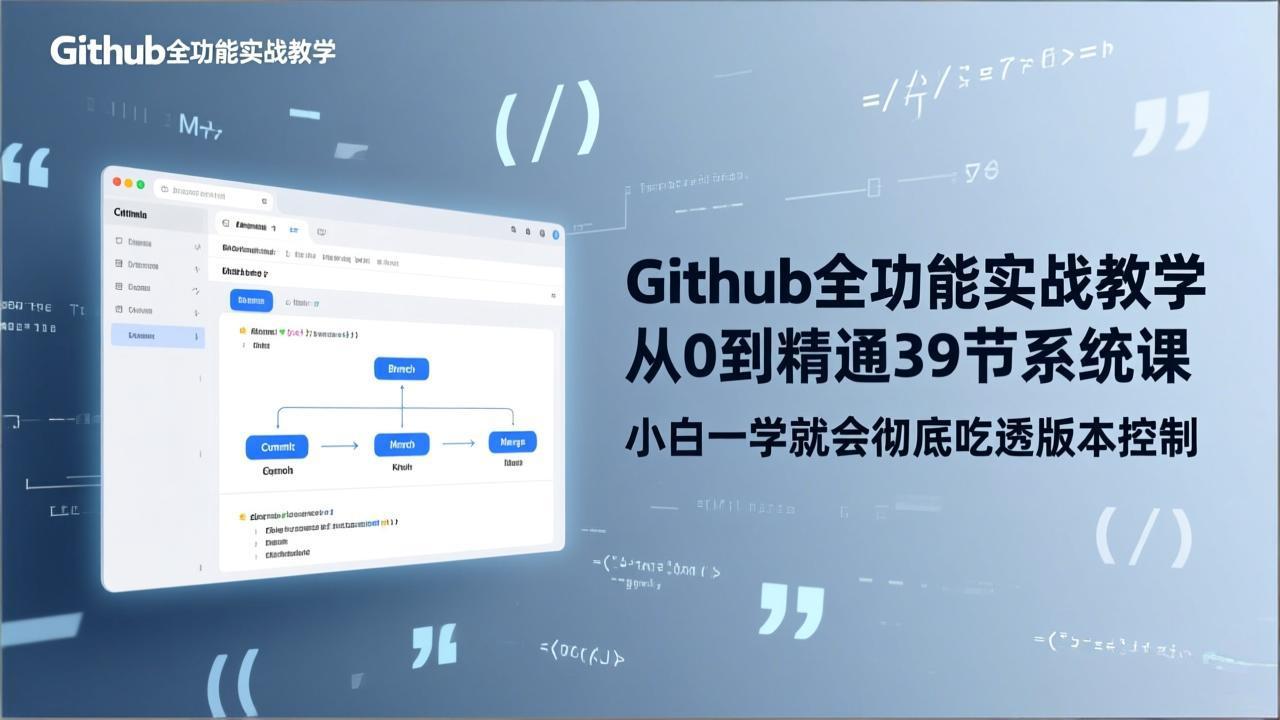 （17501期）GitHub-全功能实战教学，从0到精通39节系统课，小白一学就会彻底吃透版本控制-九节课