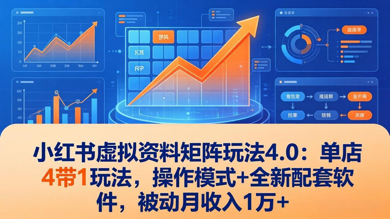 （17730期）小红书虚拟资料矩阵玩法4.0：单店4带1玩法，操作模式+全新配套软件，被动月收入1万+-九节课