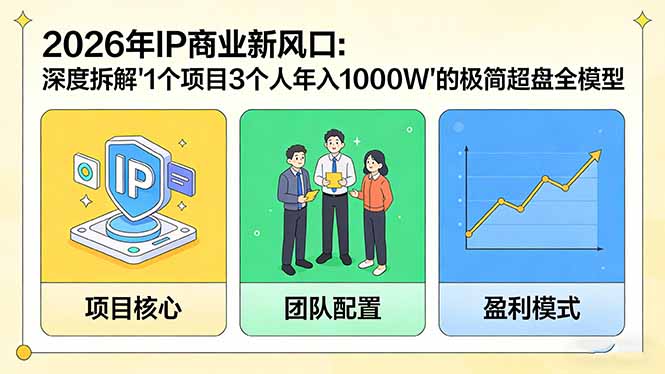 （17661期）2026年IP商业新风口：深度拆解“1个项目3个人年入1000W”的极简超盘全模型-九节课