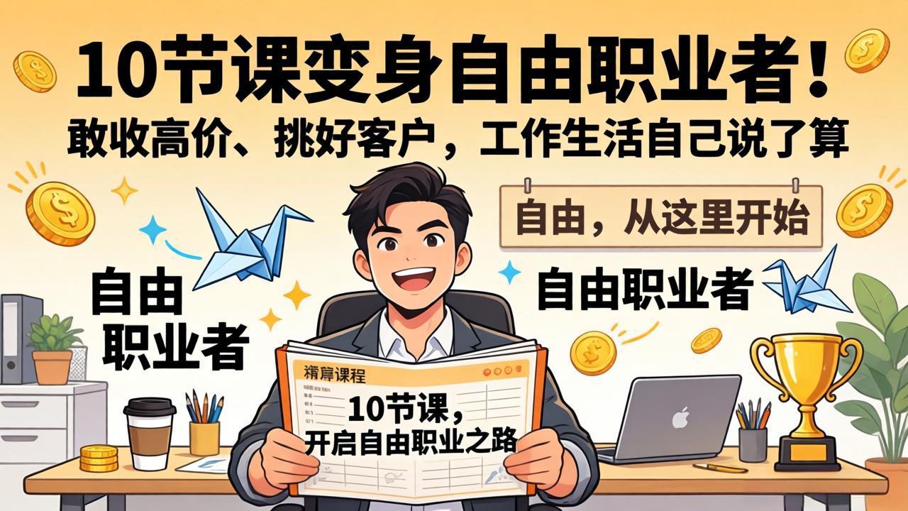 (17663期)10 节课变身自由职业者!敢收高价、挑好客户,工作生活自己说了算-九节课