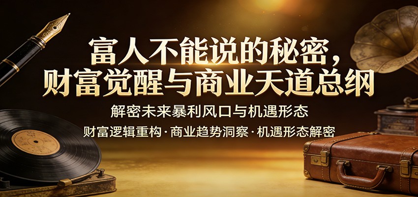 富人不能说的秘密，财富觉醒与商业天道总纲，解密未来暴利风口与机遇形态-九节课