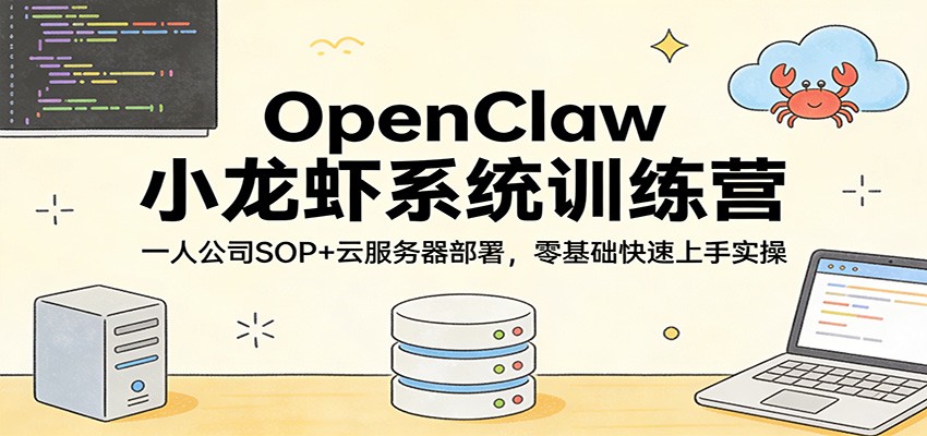 OpenClaw小龙虾系统训练营:一人公司SOP,云服务器部署,零基础快速上手实操-九节课