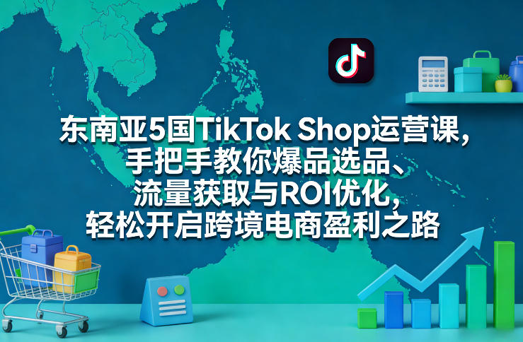 东南亚5国TikTok Shop运营课，手把手教你爆品选品、流量获取与ROI优化，轻松开启跨境电商盈利之路-九节课