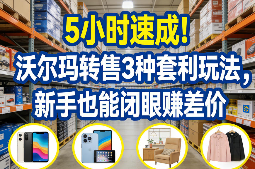 5小时速成！沃尔玛转售3种套利玩法，新手也能闭眼賺差价-九节课