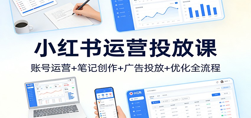 小红书运营投放课：账号运营+笔记创作+广告投放+优化全流程-九节课