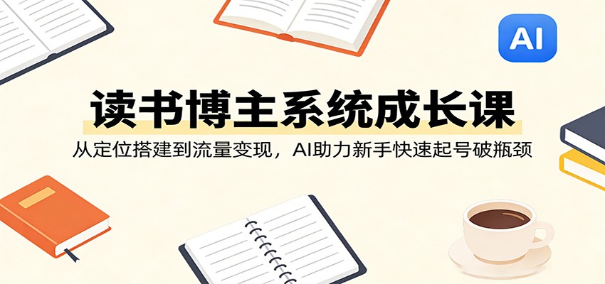 读书博主系统成长课：从定位搭建到流量变现，AI助力新手快速起号破瓶颈-九节课