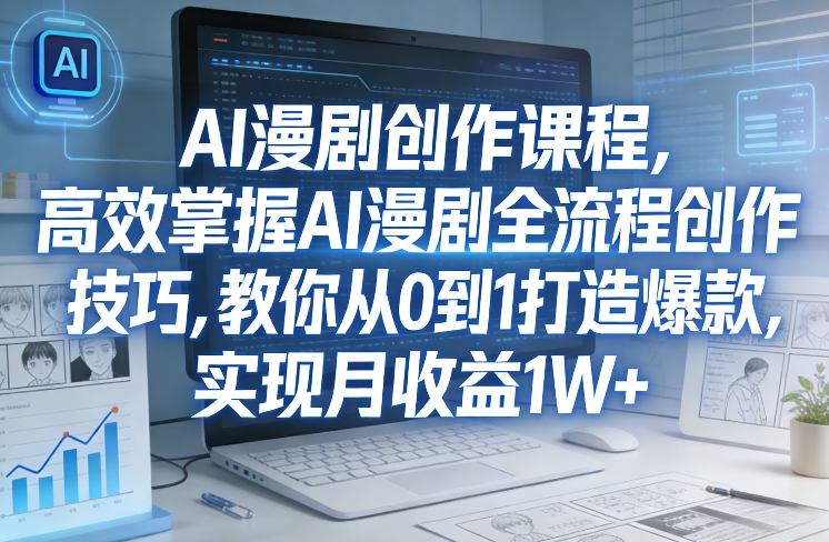 某社群AI漫剧创作课程,高效掌握AI漫剧全流程创作技巧,教你从0到1打造爆款,实现月收益1W+-九节课