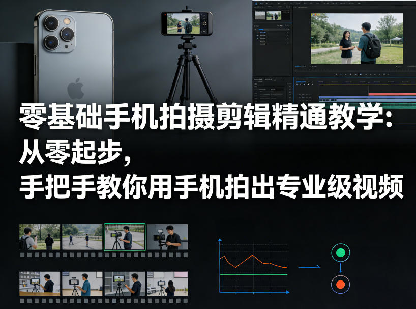 零基础手机拍摄剪辑精通教学：从零起步，手把手教你用手机拍出专业级视频-九节课