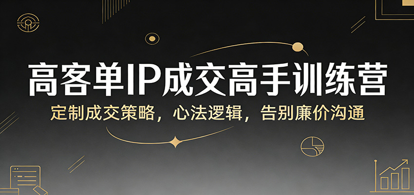 高客单IP成交高手训练营:定制成交策略,心法逻辑,告别廉价沟通-九节课