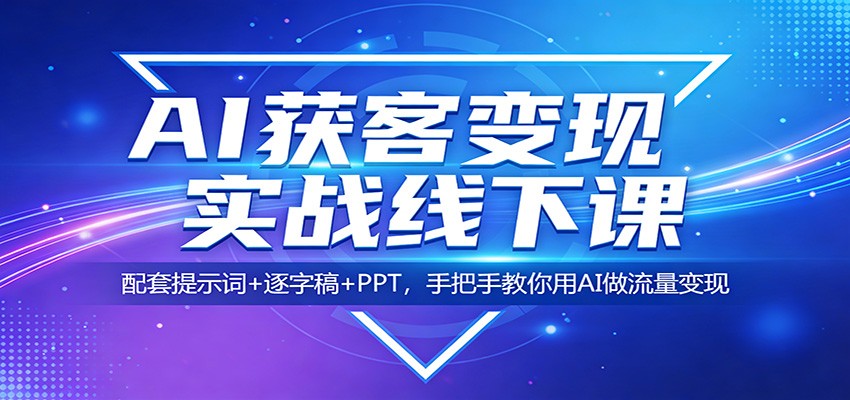 AI获客变现实战线下课：配套提示词+逐字稿+PPT，手把手教你用AI做流量变现-九节课