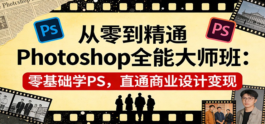 从零到精通Photoshop全能大师班：零基础学PS，直通商业设计变现-九节课