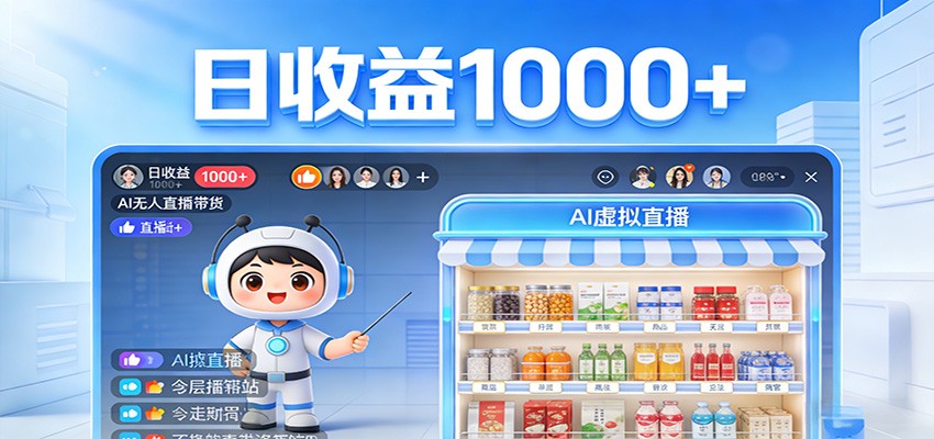 不用露脸不用说话,24小时自动卖货赚钱,全天自动直播,收益看得见-九节课