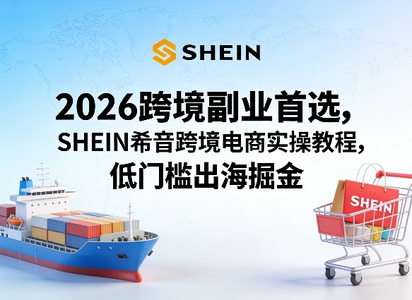 2026跨境副业首选,SHEIN希音跨境电商实操教程,低门槛出海掘金-九节课