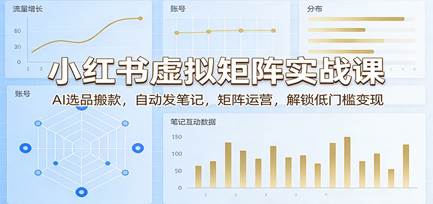 小红书虚拟矩阵实战课：AI选品搬款，自动发笔记，矩阵运营，解锁低门槛变现-九节课