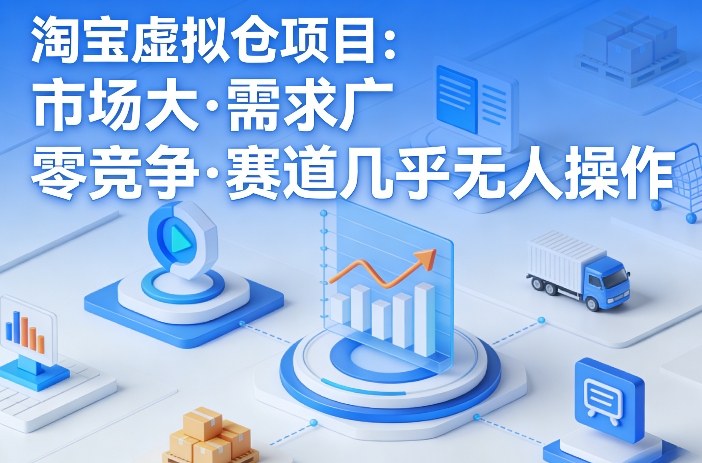淘宝虚拟仓项目，市场大，需求广，零竞争，赛道几乎没人操作-九节课