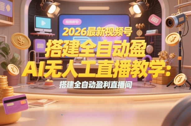 2026最新视频号AI无人直播教学：搭建全自动盈利直播间，低成本开启副业变现-九节课